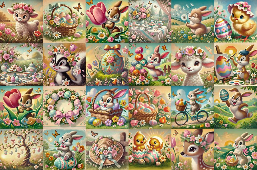 Easter Charm Digital Paper Pages, Scrapbook, Junk Journal, printable images product image (3)