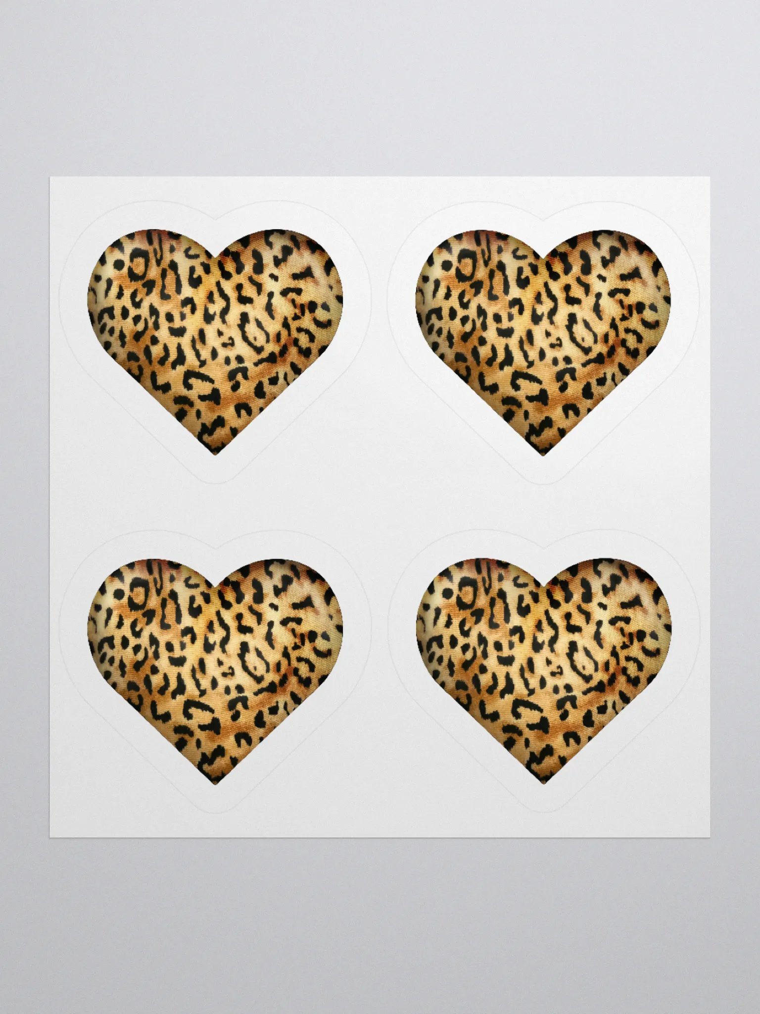Leopard Skin Farbric Heart in Orange Gold - Kiss Cut Sticker product image (1)