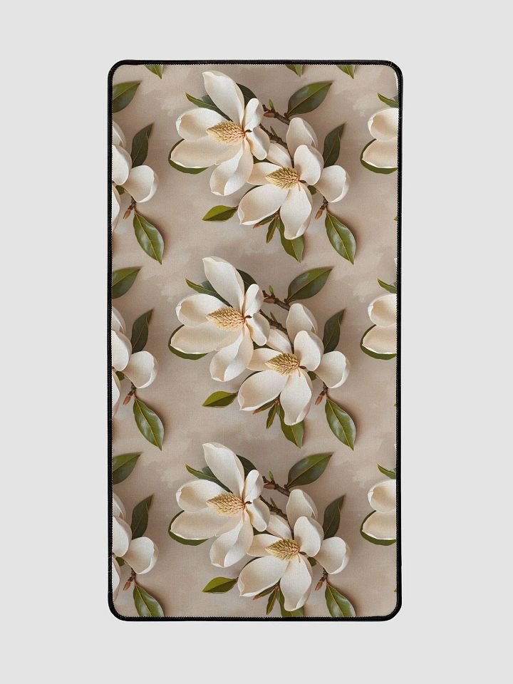 Desk Mat (31.5x15.5 inches) - Magnolia Pattern on a Painted Beige Background product image (2)