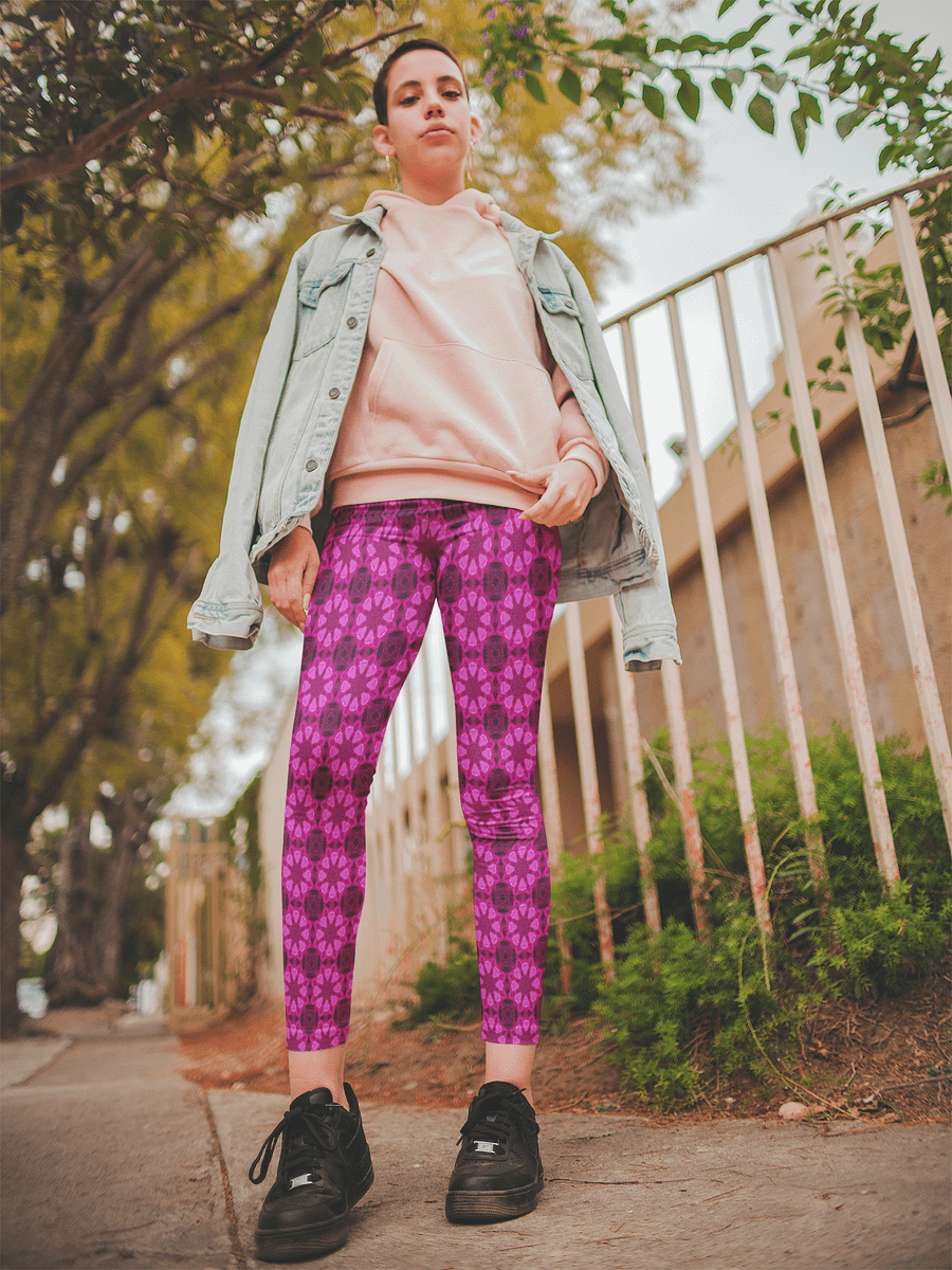 Abstract Raspberry Shapes Repeating Pattern Ladies Leggings product image (5)