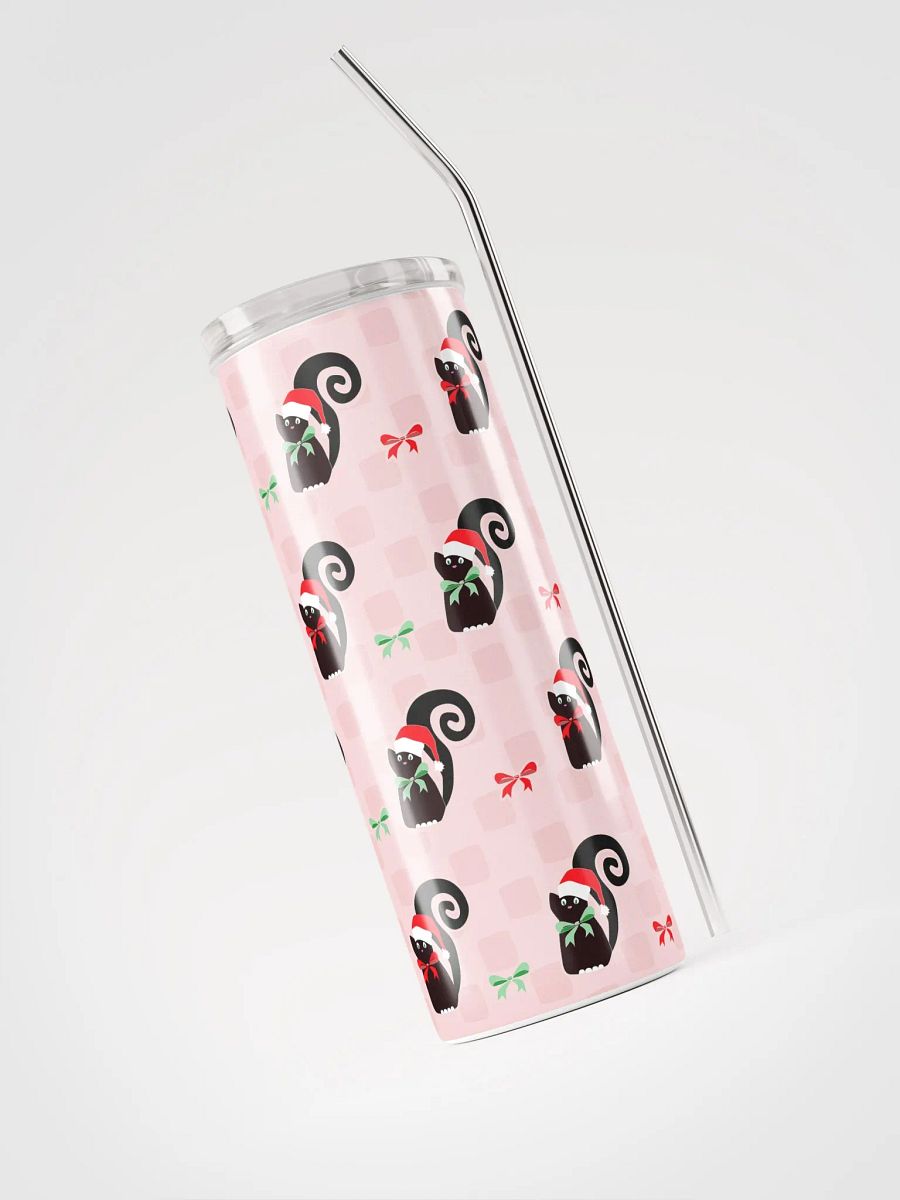 Christmas Kitties in a Row 20 oz Stainless Steel Tumbler with Straw - Pink product image (10)