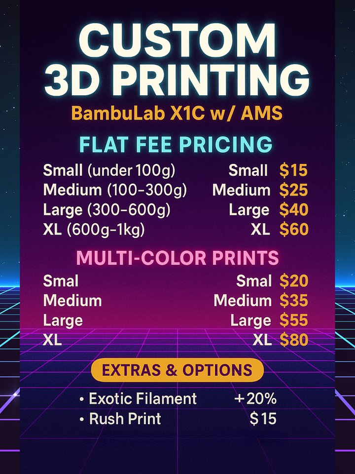 🖨 Custom 3D Printing Service – BambuLab X1C w/ AMS product image (1)