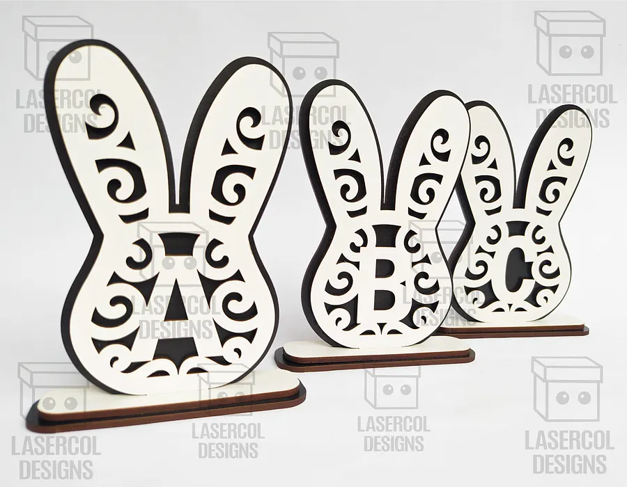 Easter Bunny Monogram Set 3 (3 Sizes) - Laser Cut Files product image (4)