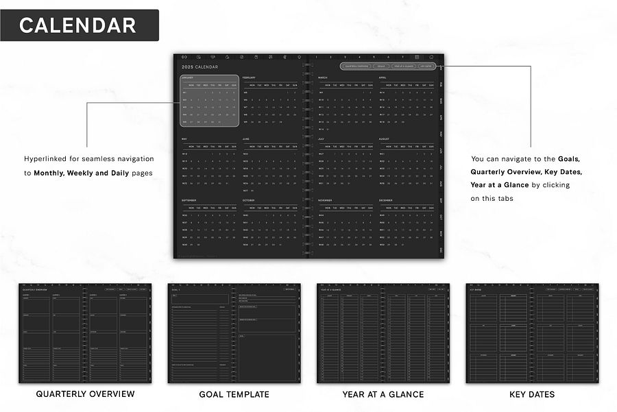 All-in-One 2025 Business Planner | Goodnotes Digital Planner | iPad Daily Journal for Weekly, Monthly, & Yearly Planning | Digital Calendar product image (3)