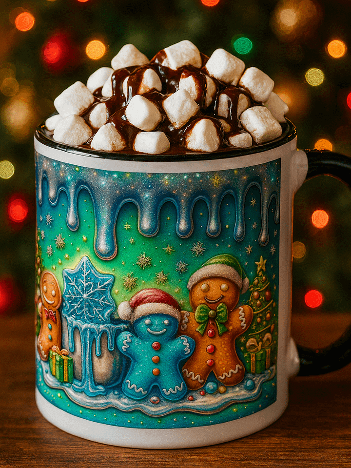 Gingerbread Wonderland Mug | Cute Christmas Cocoa Cup | Colorful Holiday Mug Gift | Retro Gingerbread Man Coffee Cup | Festive Holiday Decor product image (1)