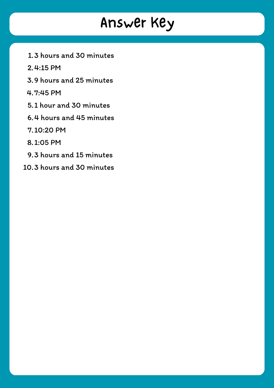 Elapsed Time Practice Worksheet - 10 Word Problems product image (3)