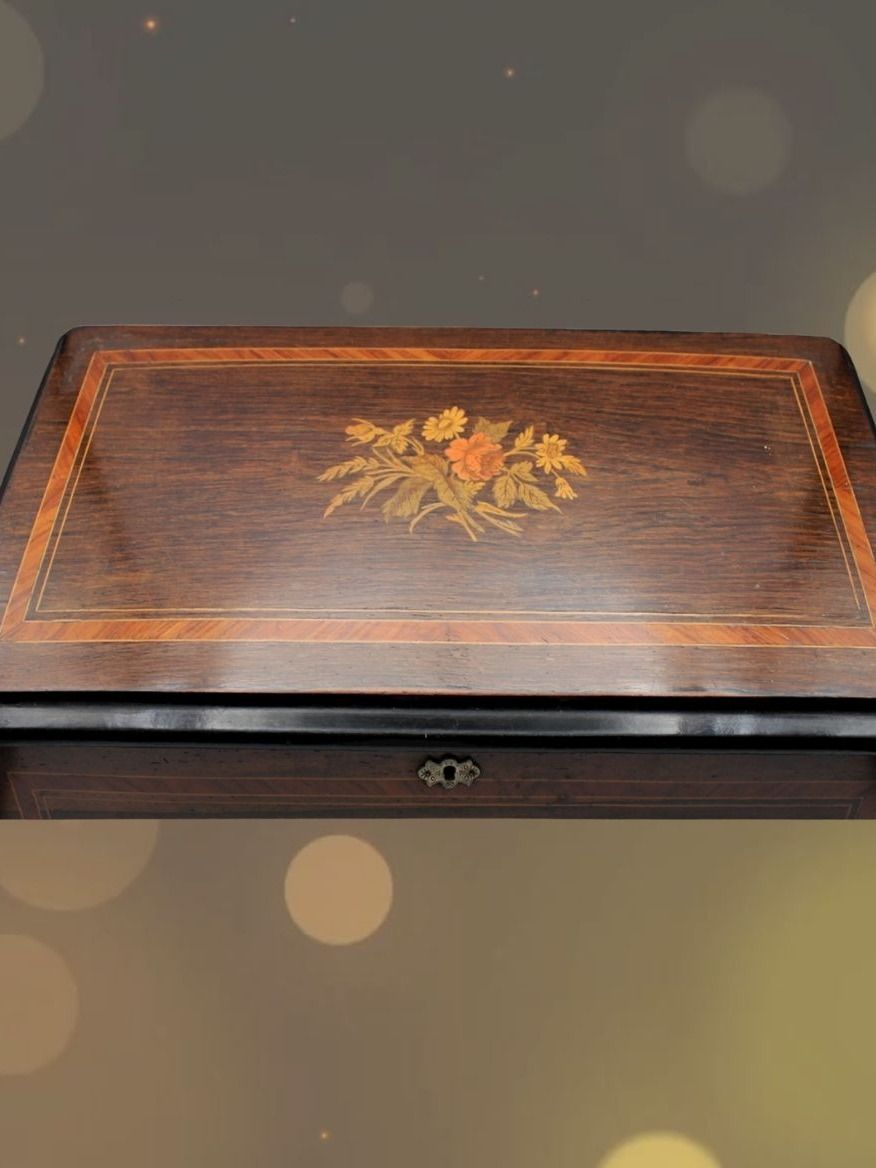 Caixa de Música Francesa do Século XIX, desenho floral, oito músicas sinfónicas, peça de coleção product image (7)