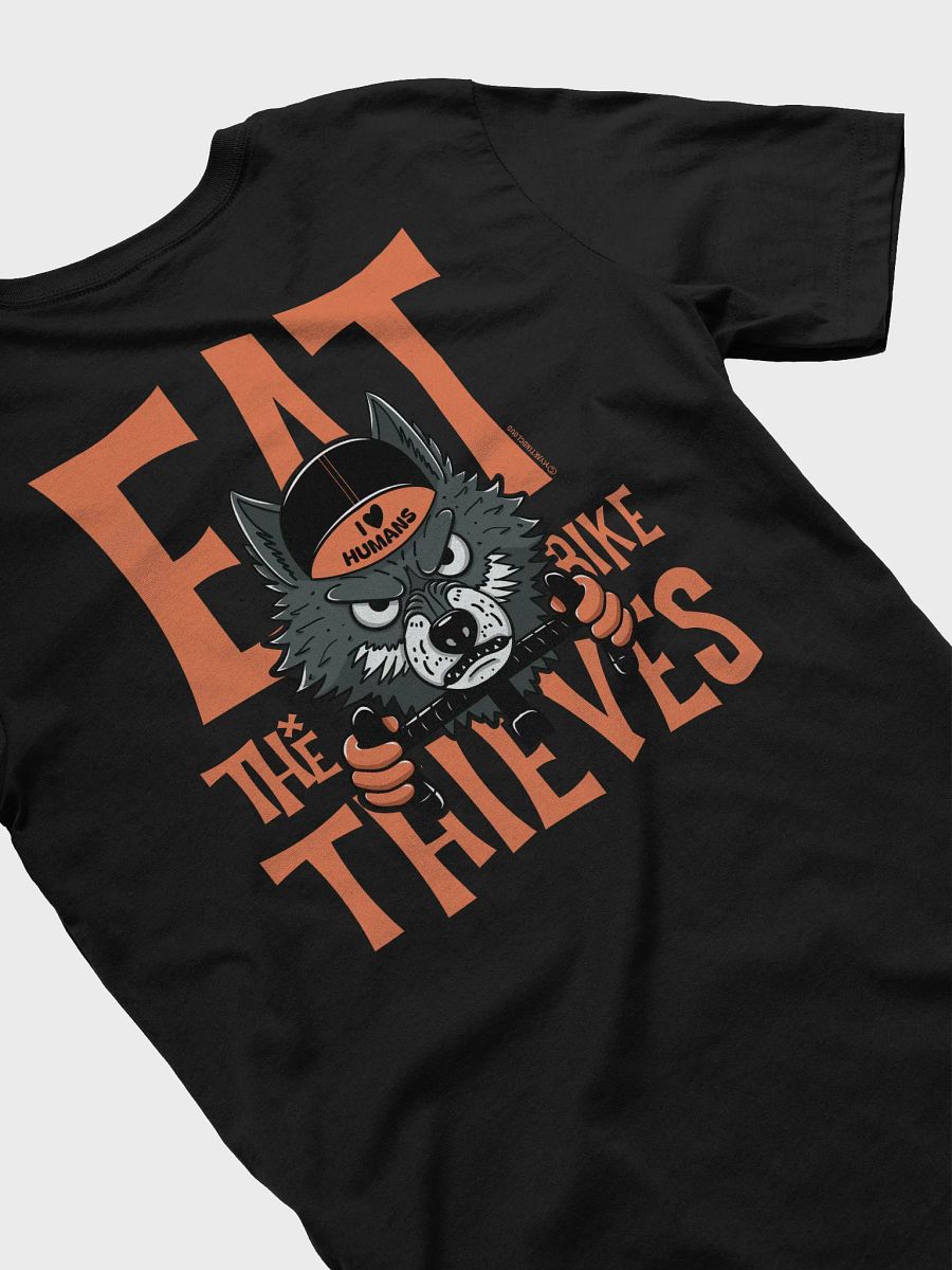 Eat the Bike Thieves, Funny Wolf Cyclist Graphic T-Shirt – Anti-Theft Cycling Shirt for Bikers & Commuters product image (4)