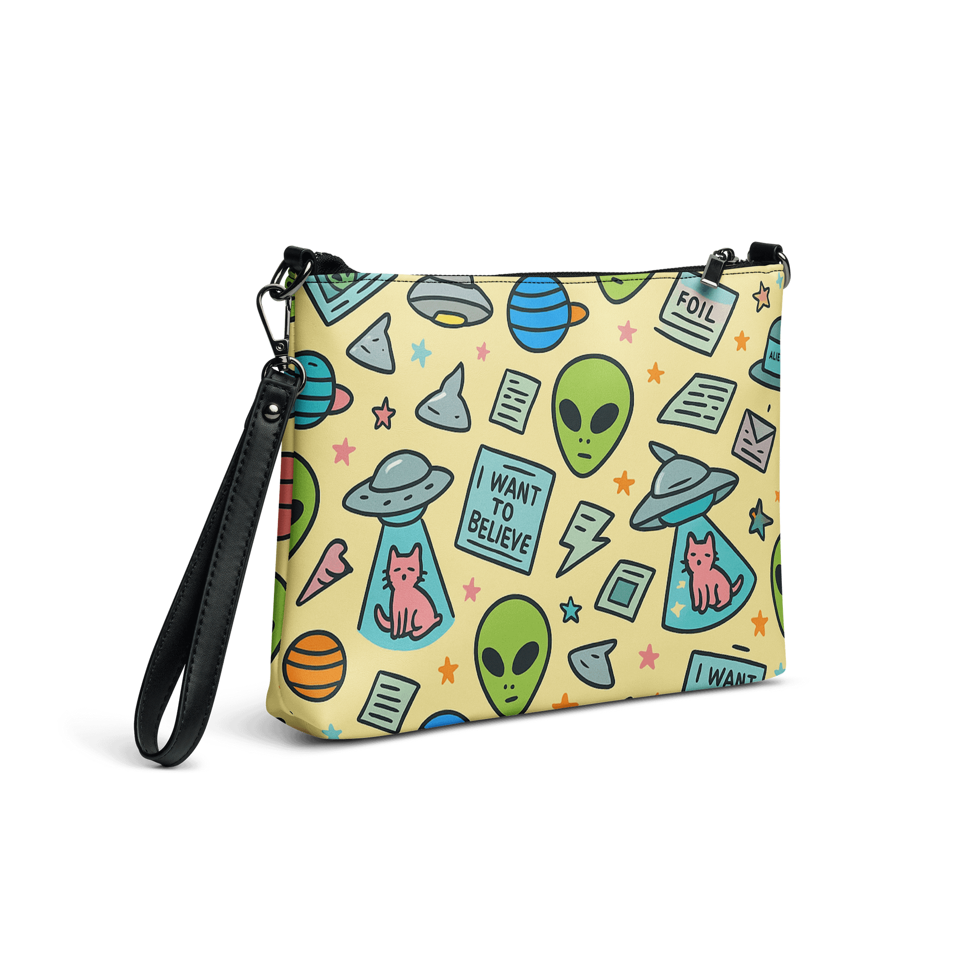 Cats, Tin Foil Hats, Flying Saucers, Conspiracy Theory! Roswell Aliens Crossbody Bag product image (5)