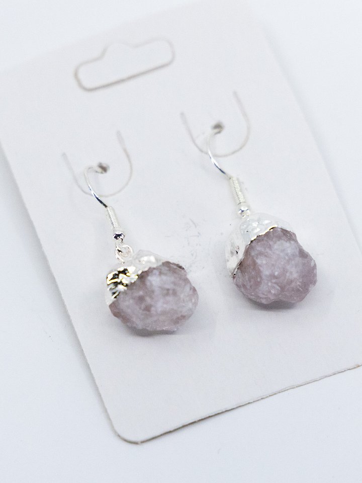 Rose Quartz Crystal Silver Earrings product image (1)