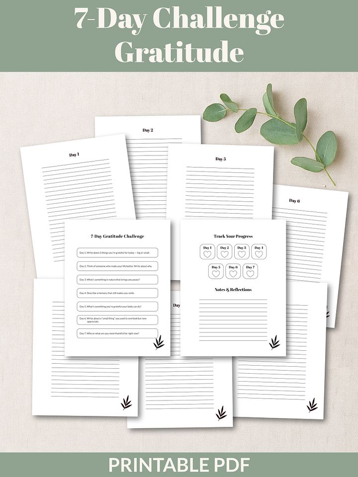 7-Day Gratitude Challenge Printable product image (2)
