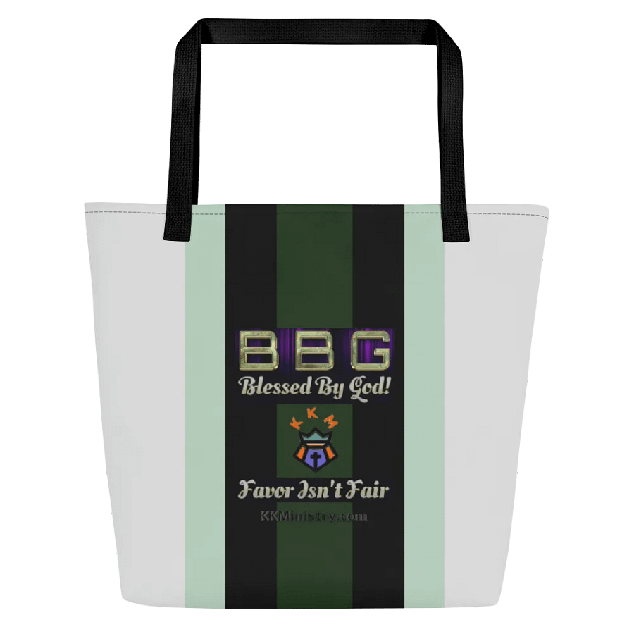 Green and Black Striped BBG Tote Bag with Pocket product image (2)