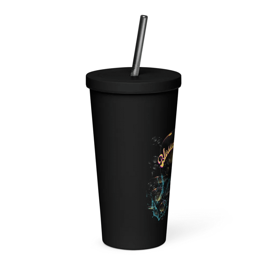 Insulated tumbler with beautiful swirly blue water splash and drops design featuring “Blessed’ product image (4)