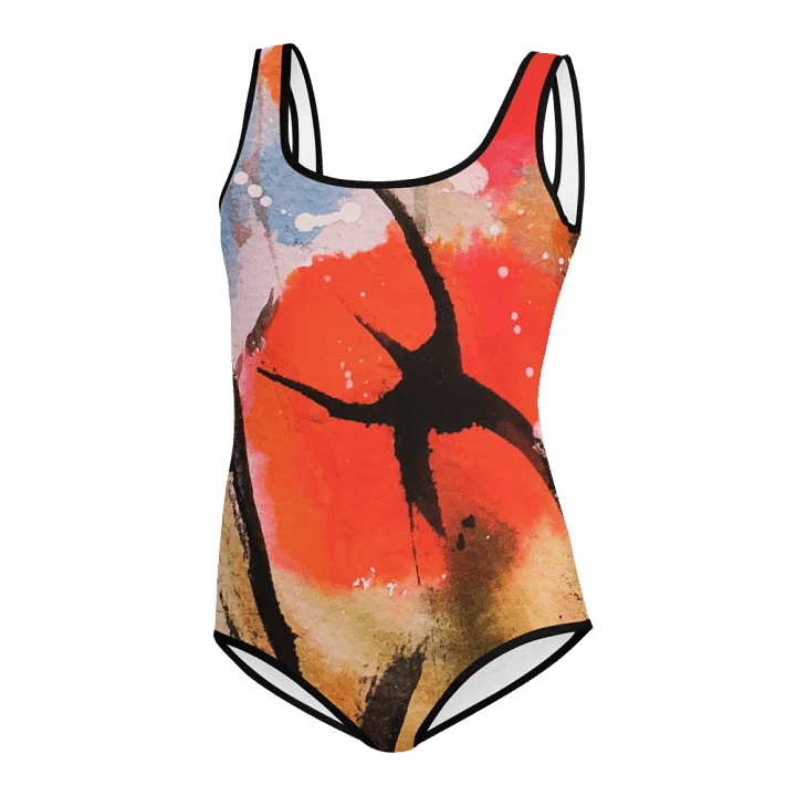 orginal painting printed on swimsuit, watercolour poppies, abstract product image (2)