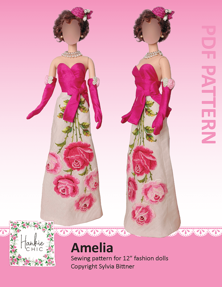 Amelia sewing pattern for 12" fashion dolls product image (1)