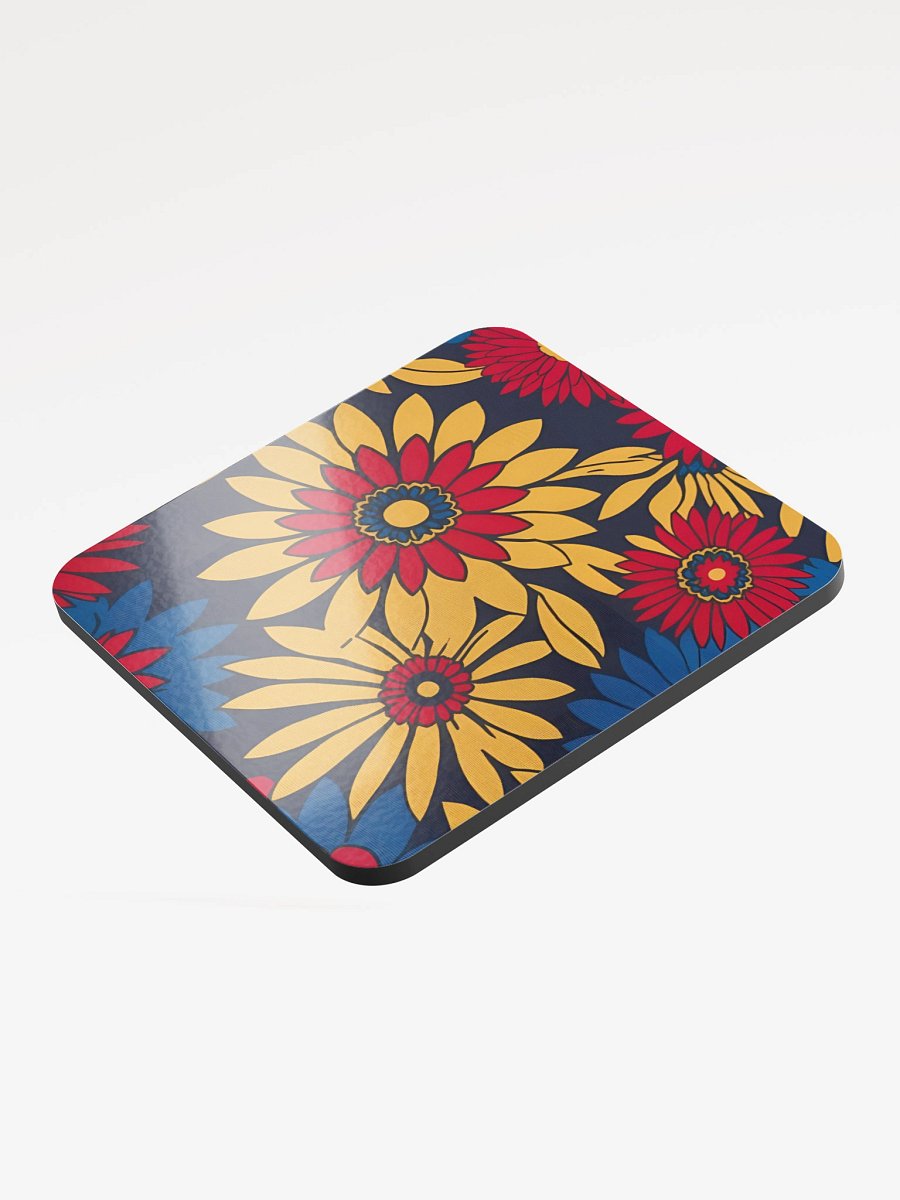 Vibrant Floral Glossed Cork Coaster product image (3)