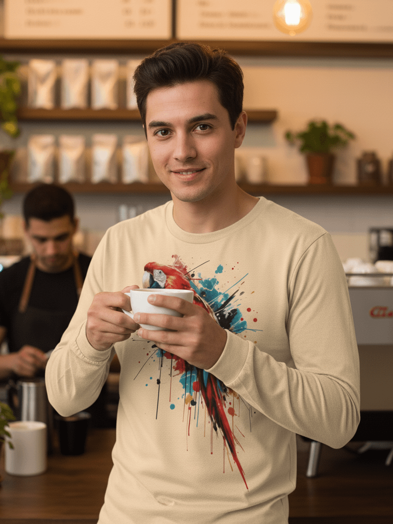 Vibrant Parrot Splash Long Sleeve T-Shirt product image (4)