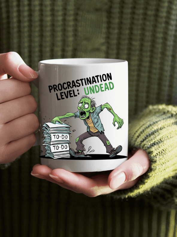 Halloween Procrastination Level: Undead Zombie Mug – Funny To-Do List Graphic Mug for Chronic Procrastinators product image (1)