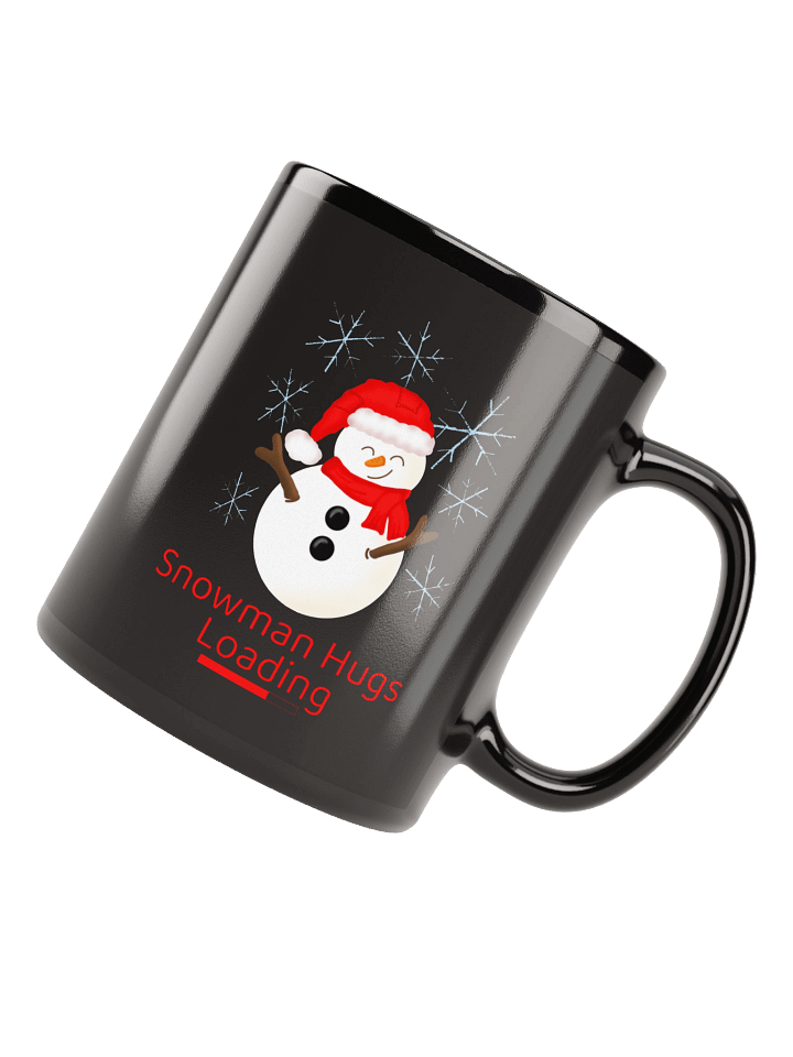 Snowman Hugs Loading Snowman Black Mug product image (1)