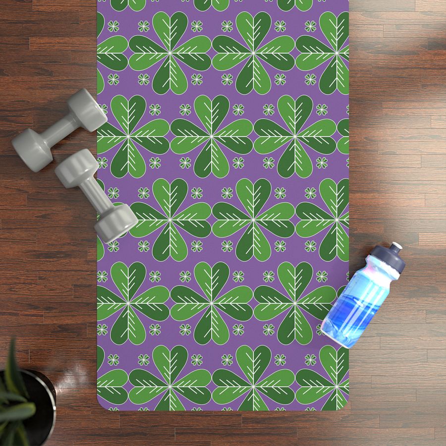 Yoga Matt- Lucky motivating 4 leaf clover design product image (4)