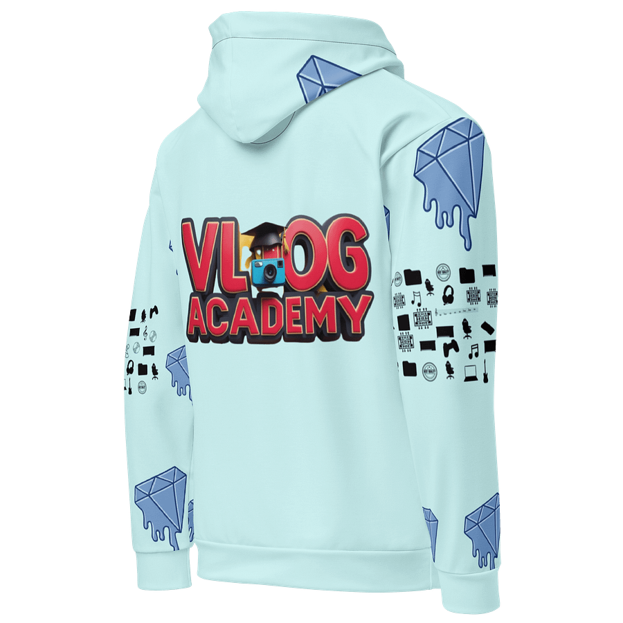 Light Blue Vlog Academy All-Over Print Recycled Unisex Hoodie product image (5)