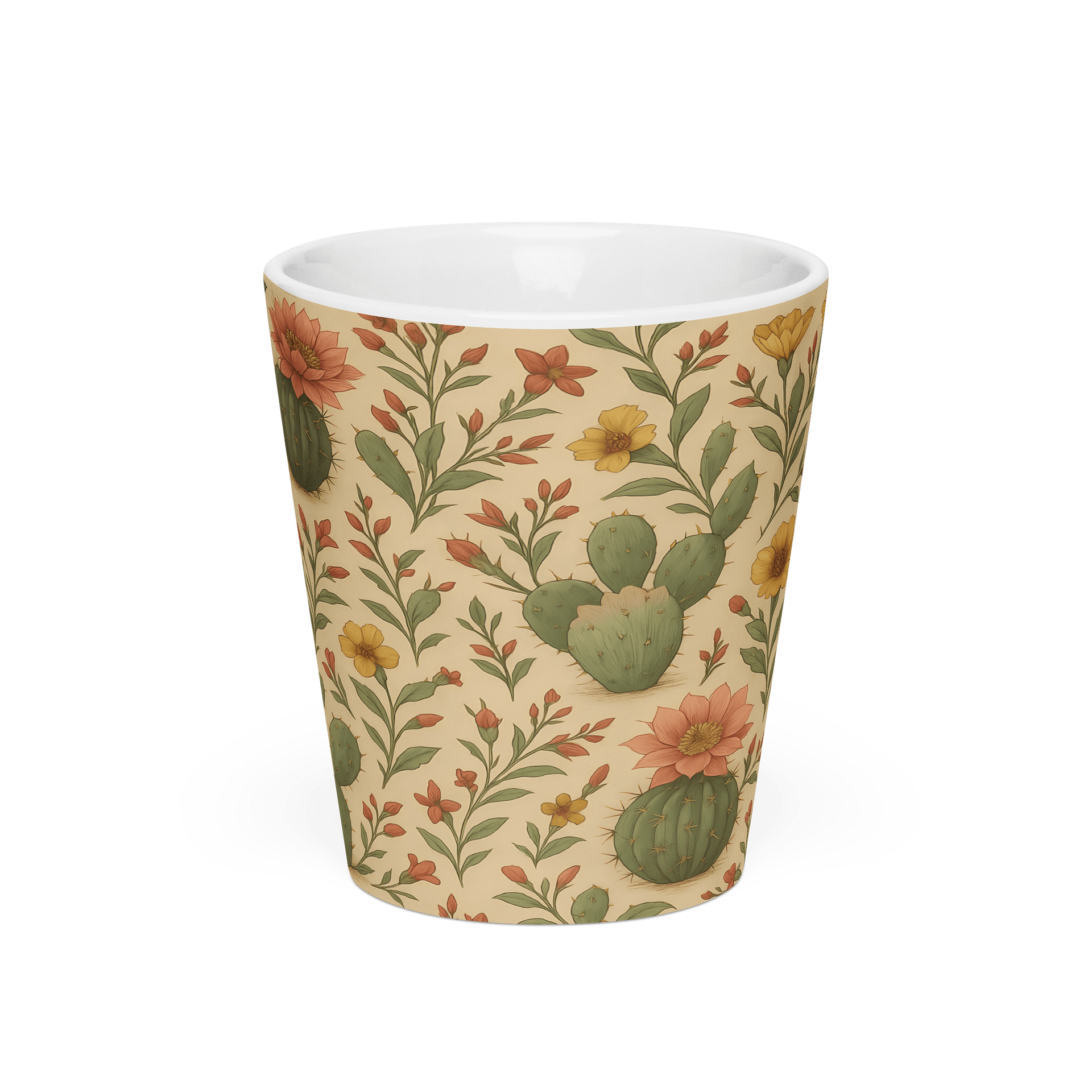 Desert Cactus Latte Mug – 12 oz Ceramic Coffee Cup with Succulent and Bloom product image (3)