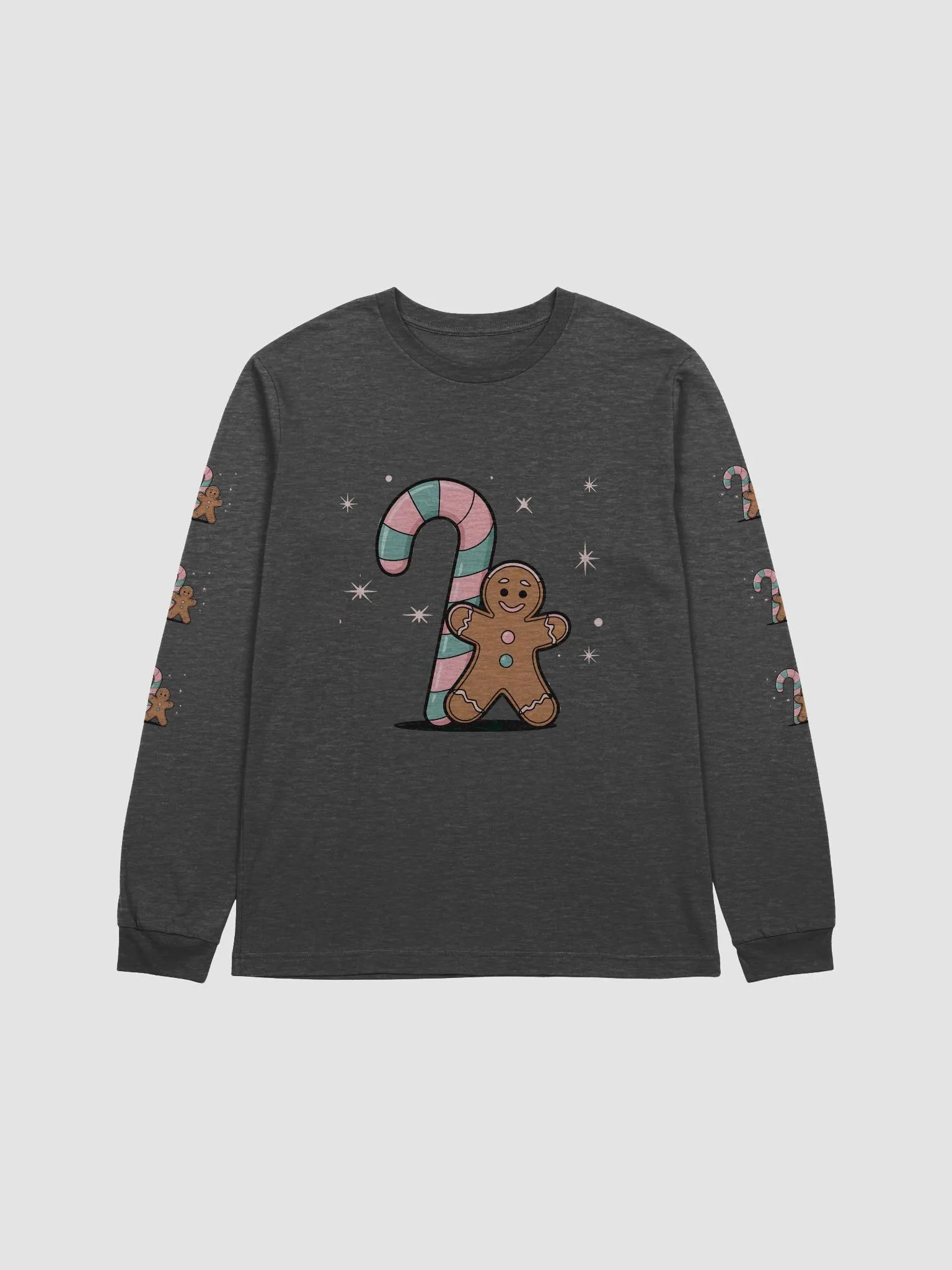 Festive Candy Cane and Gingerbread Man Long Sleeve Tee product image (7)