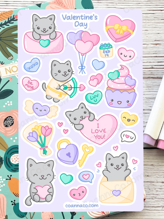 Valentine's Day Coloring Sticker Sheet product image (2)