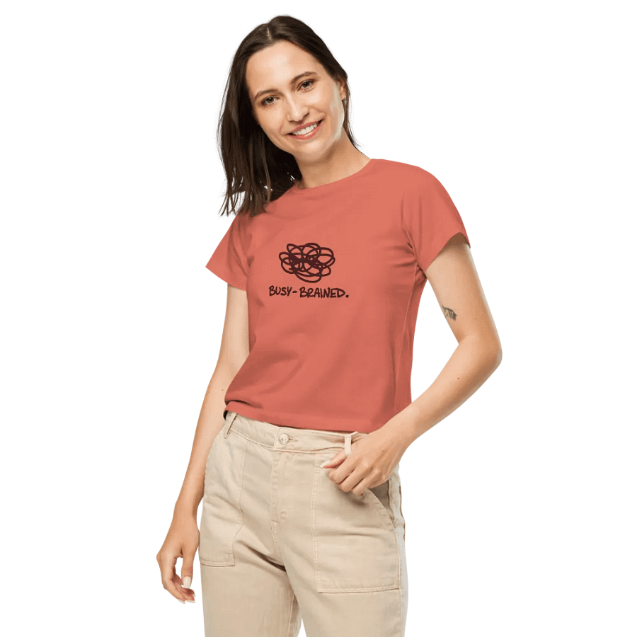 BUSY-BRAINED (maroon design) printed waist-length tee product image (9)