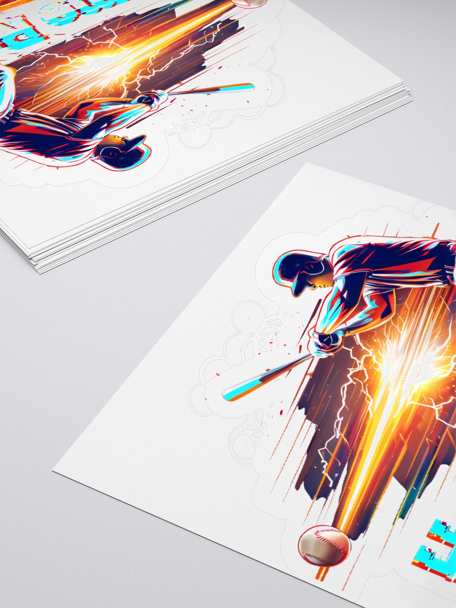 Dynamic Baseball Home Run Art: Glitch-Effect Power Swing Sticker product image (4)