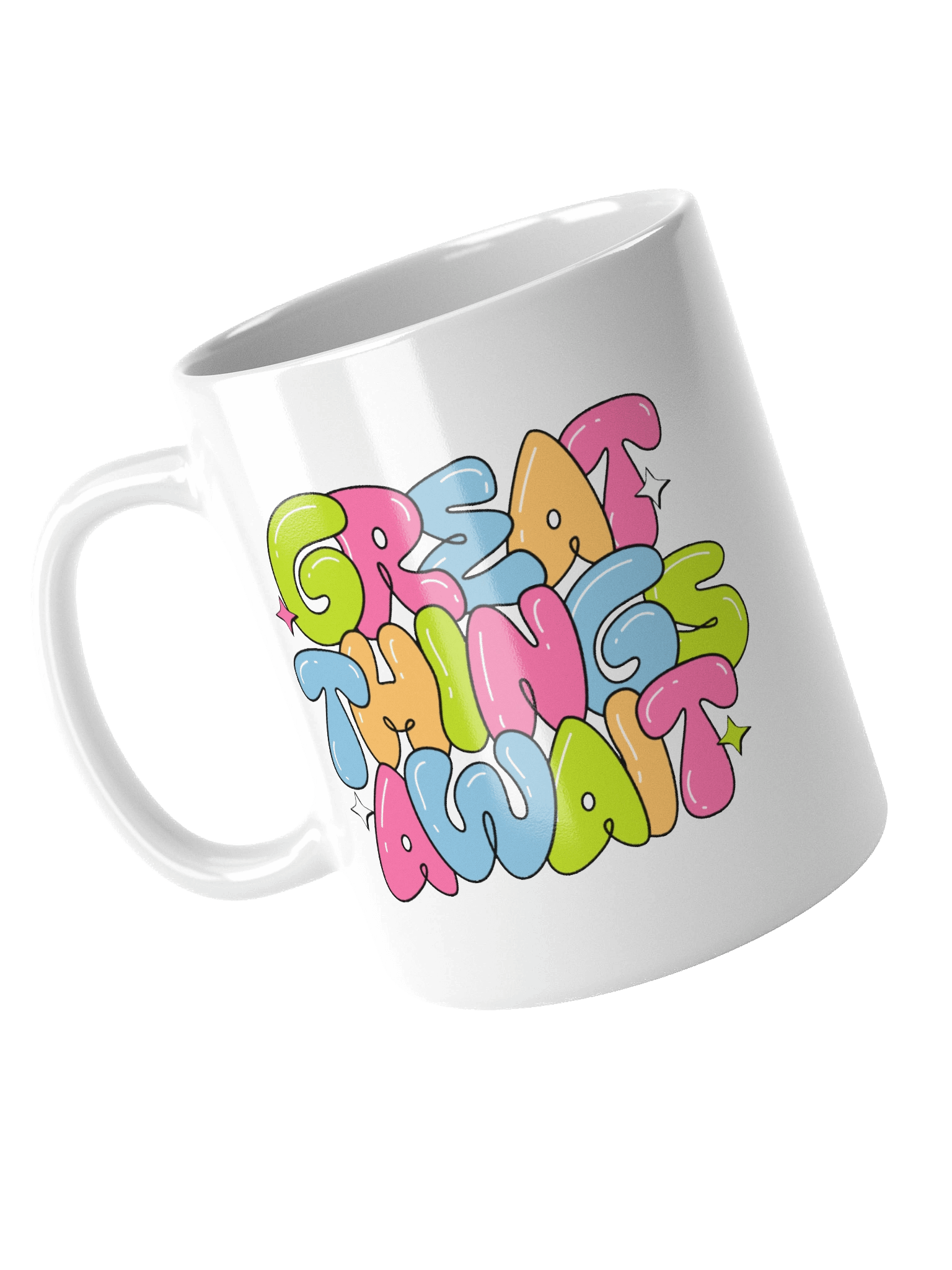 Great Things Await White Glossy Mug product image (4)