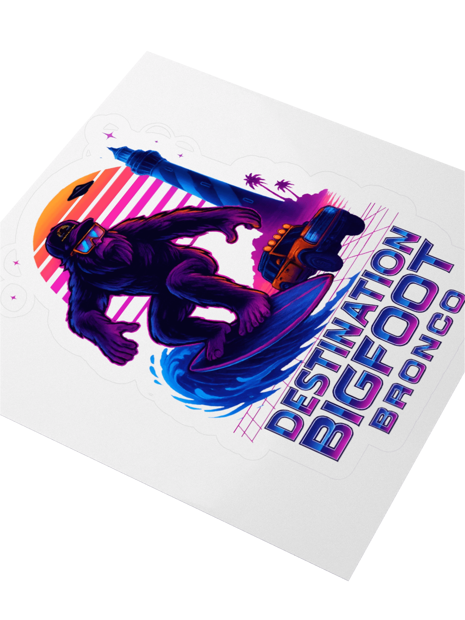 Destination Bigfoot Bronco Synthwave Logo Decal (Multiple Sizes Available) product image (9)
