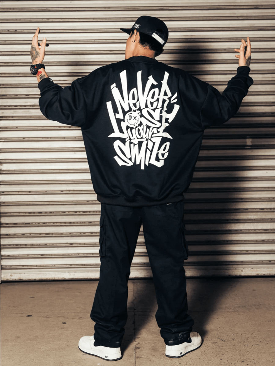 REAL JOKES NLYS (Never Lose Your Smile) Oversized Sweatshirt - Black product image (3)