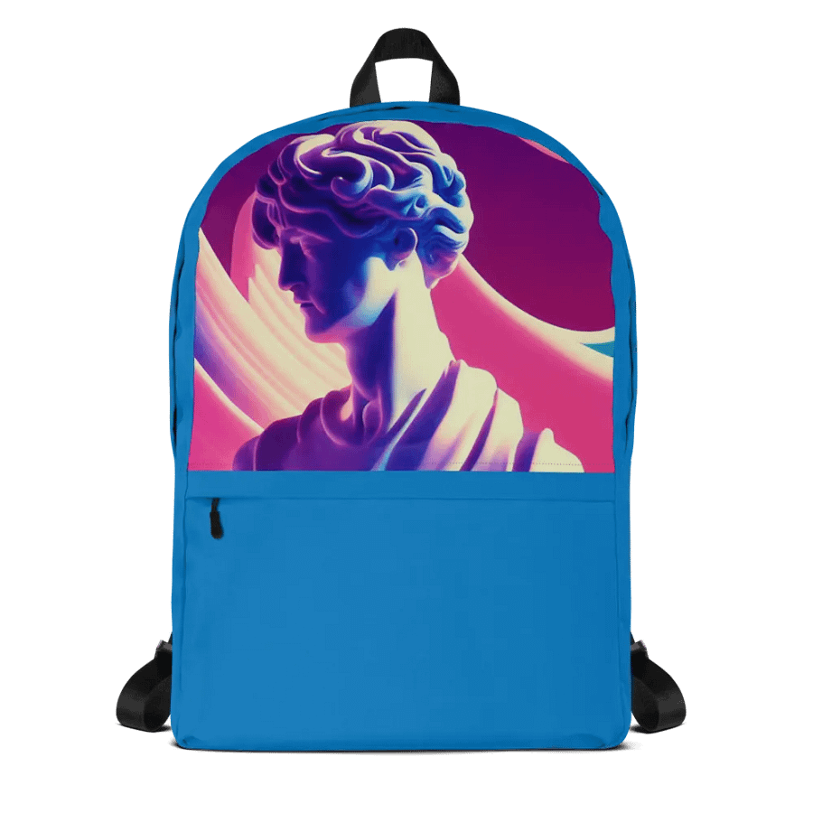 Greek God Retrowave City Pop Navy Blue Backpack product image (6)