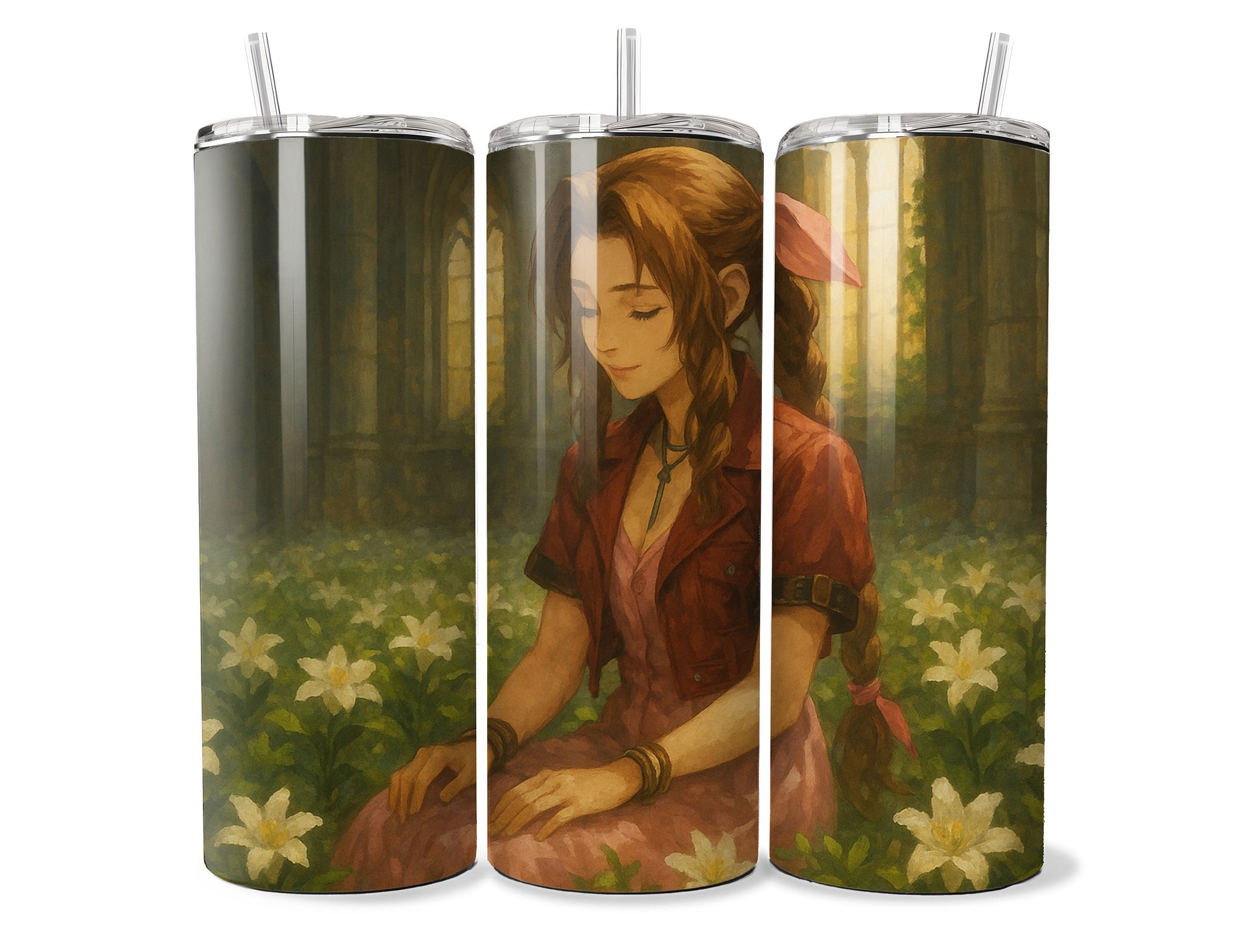 Final Fantasy – Aerith in the Flower Field 20oz Stainless Steel Tumbler product image (1)