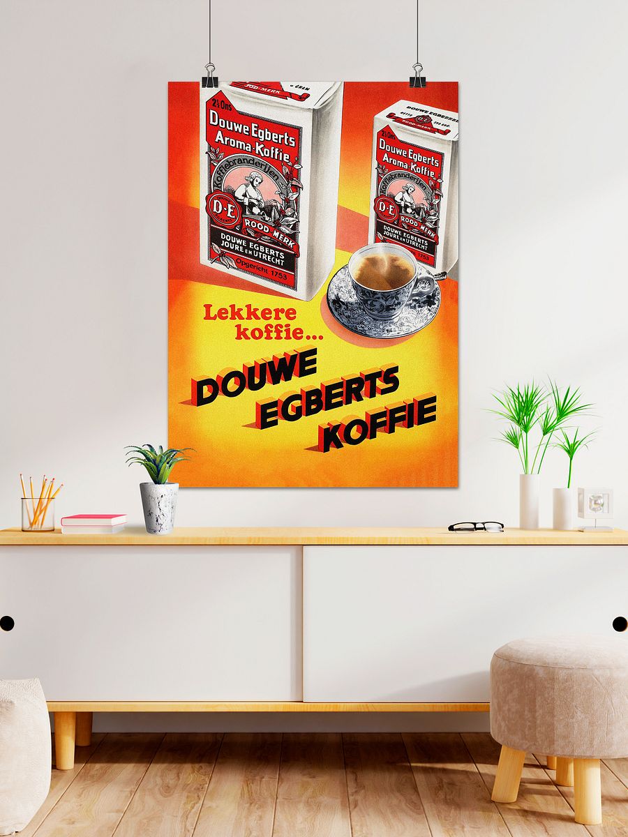 Coffee retro poster (Dutch/Holland), 1950s — coffee vintage poster, coffee print, kitchen art, retro poster, vintage art product image (1)