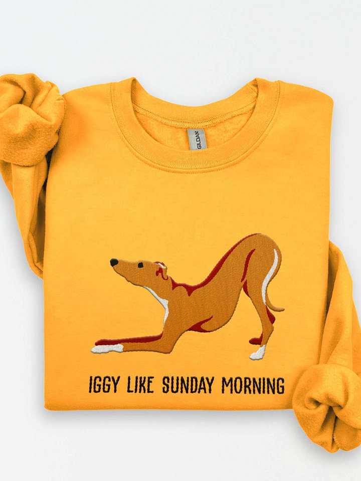 Iggy Like Sunday Morning Sweatshirt (Embroidered) of an Italian Greyhound(Brown) product image (1)