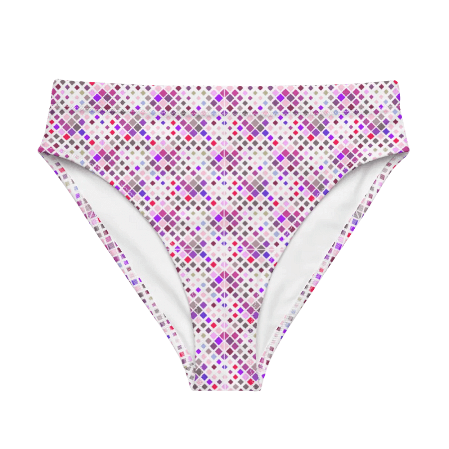 Colorful Square Pattern Design High Waist Bikini Bottom - V1 product image (6)