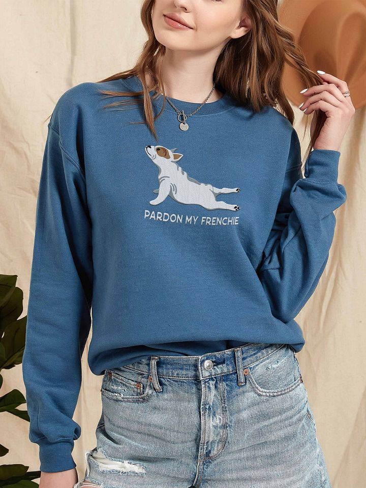 Pardon My Frenchie Sweatshirt (Embroidered) of a French Bulldog(Pied) product image (2)