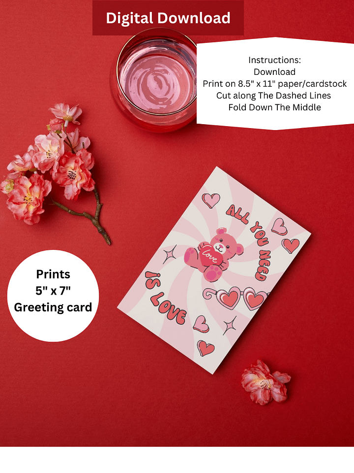 Valentines Day Card, Printable Valentines Day Card, Card for him her husband boyfriend girlfriend, Happy Valenntines Day, product image (2)