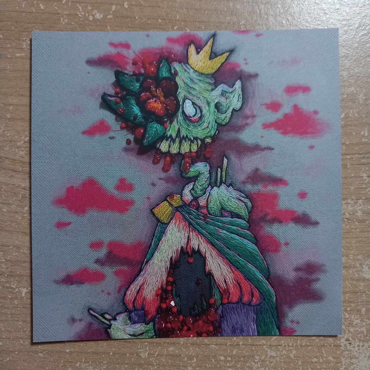 Waffles the Zombie Goblin Embroidery Print product image (2)