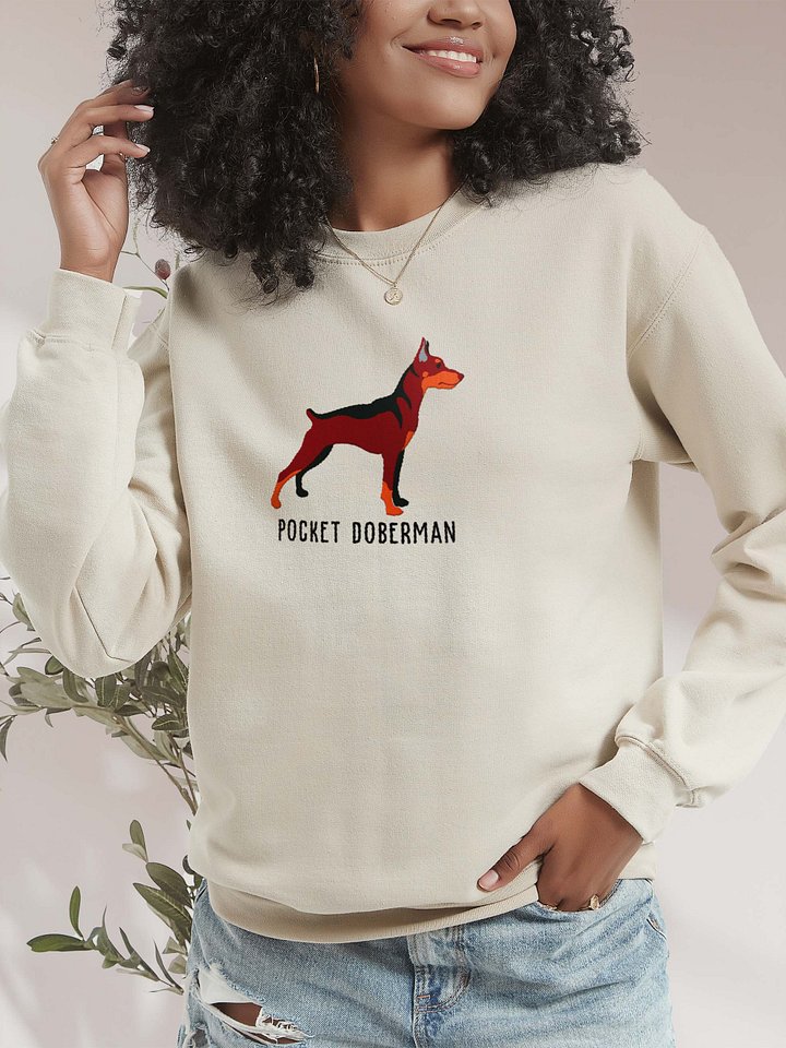 Pocket Doberman Sweatshirt (Embroidered) of a Miniature Pinscher(Red & Tan) product image (2)