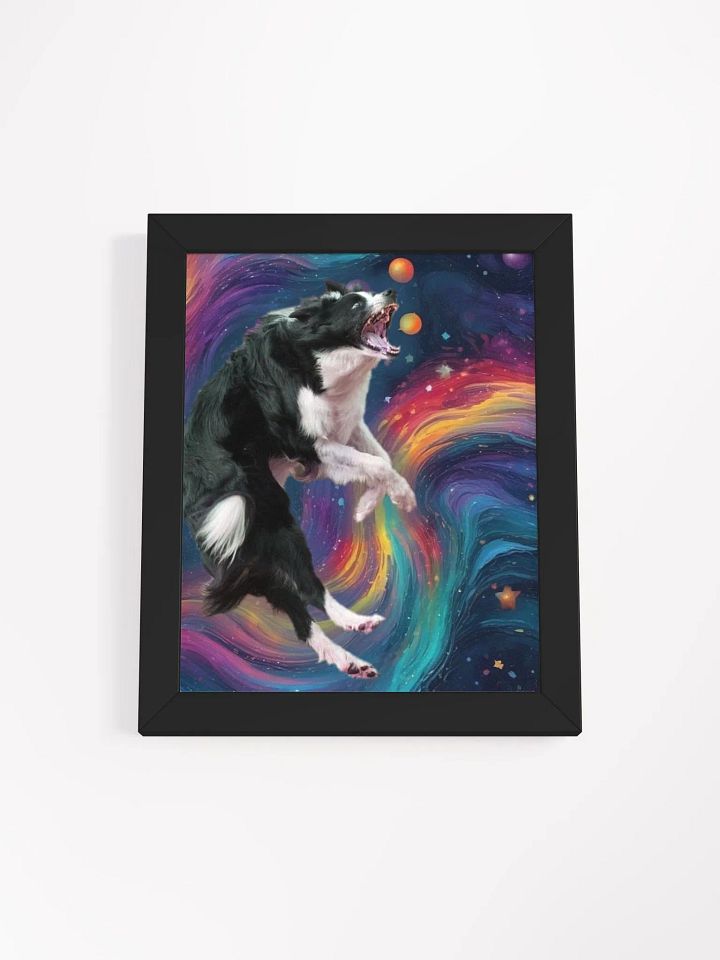 Border Collie Leaps into Cosmos Framed Wall Art product image (1)