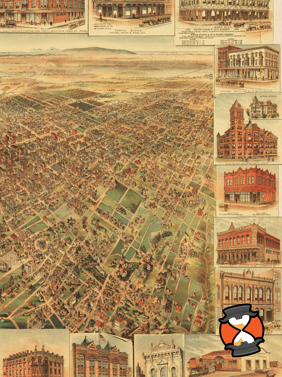 Los Angeles 1891 Framed Poster – Hand-Drawn Historic City Map Print product image (3)