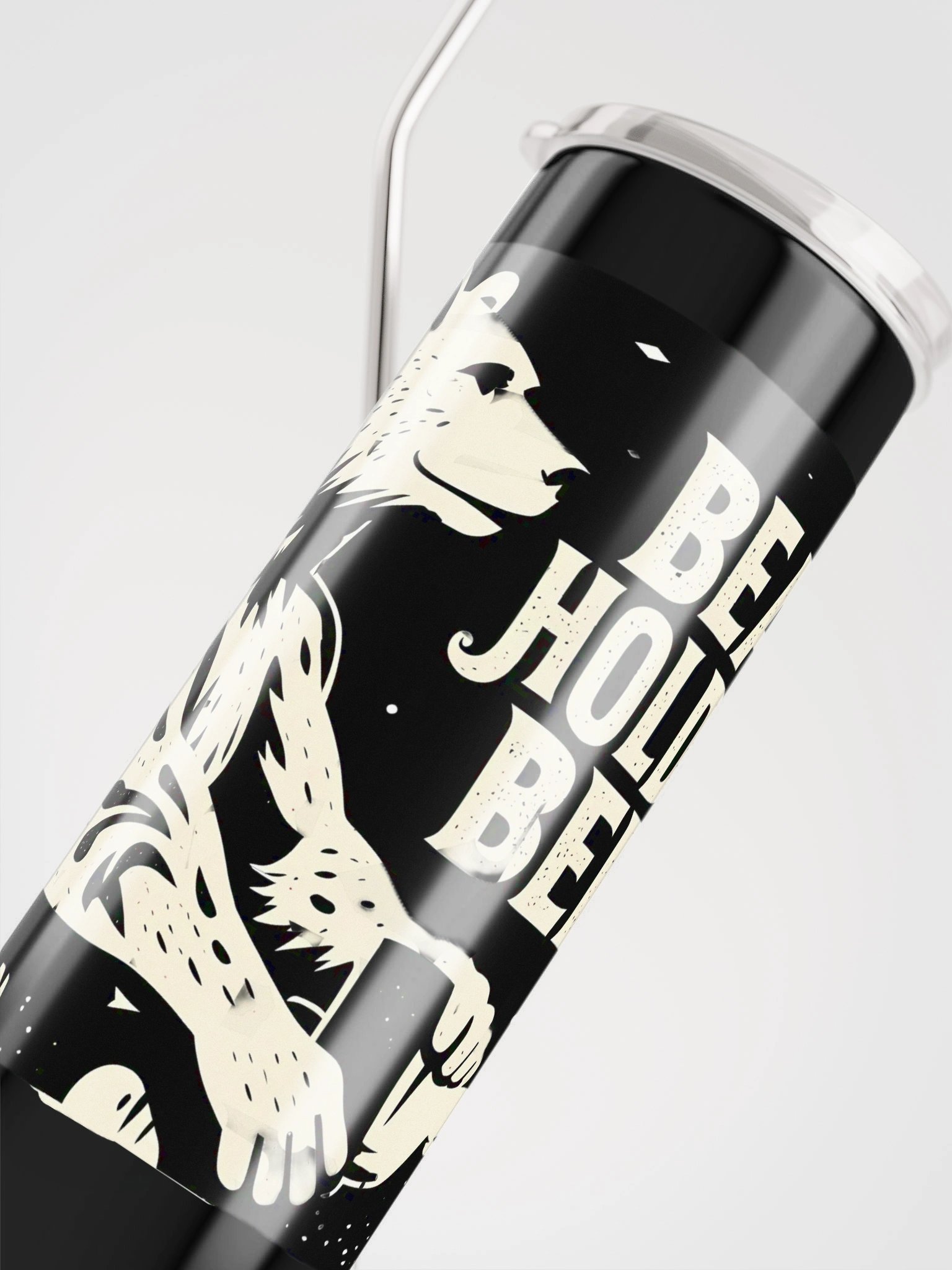 Whimsical Bear with Beer | Linocut Art Print Steel Tumbler product image (4)