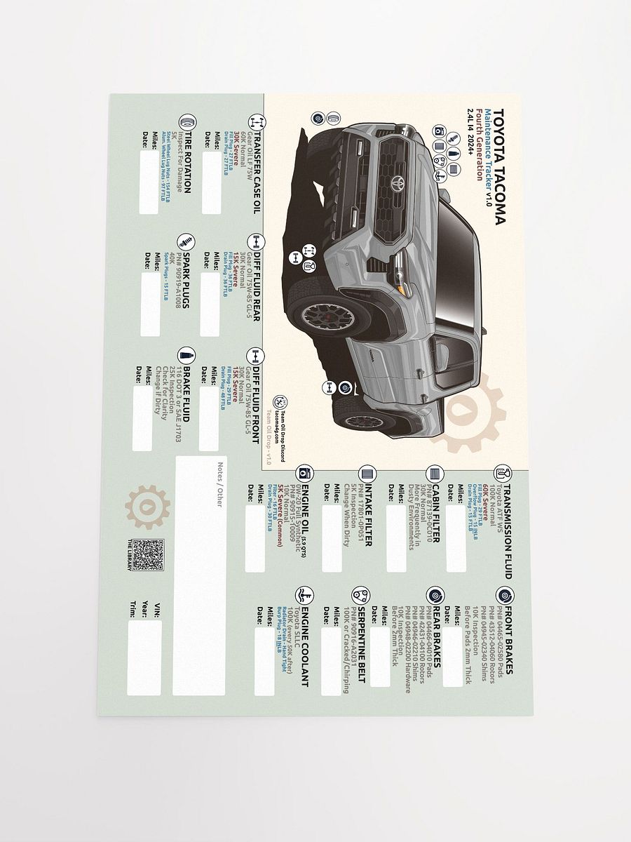 4TH GEN MAINTENANCE TRACKER V1.0 - Silver product image (2)