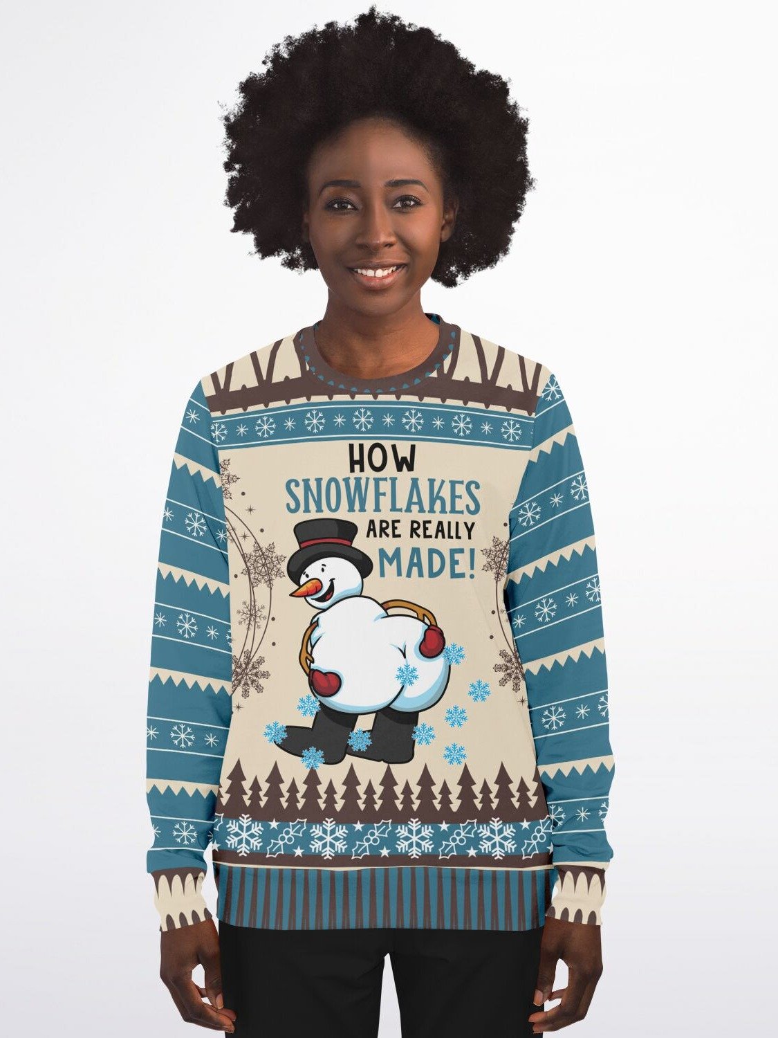 Funny Snowman Holiday Sweatshirt - "How Snowflakes Are Really Made" | Cheeky Christmas Sweater for Holiday Parties | Festive Winter Outfit product image (1)