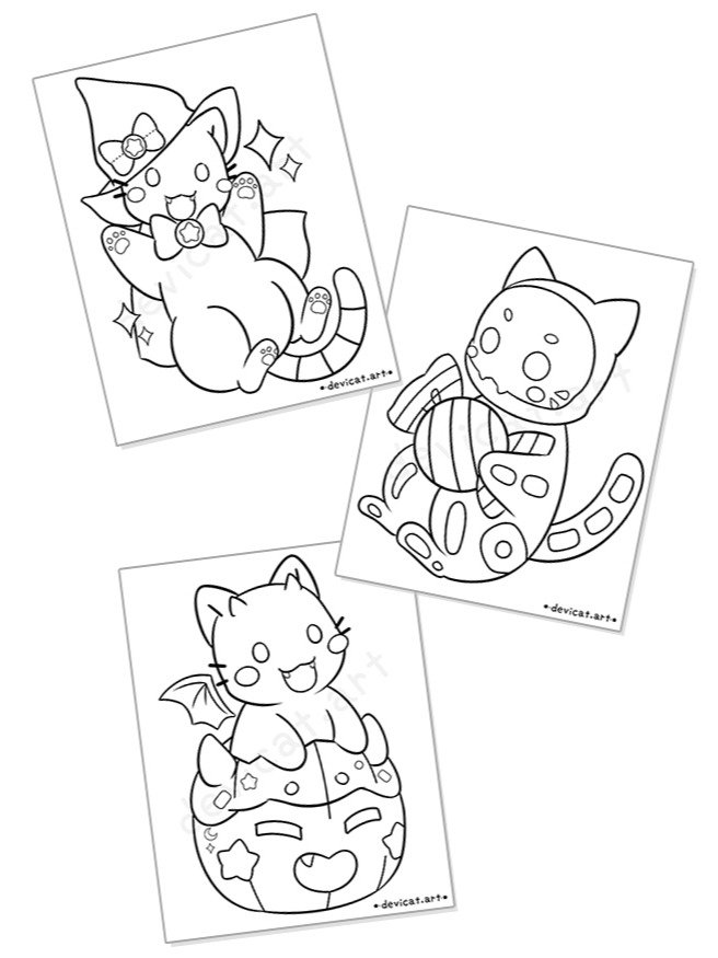 Coloring Page Bundle • CandiCat Spooky Cats 2 product image (1)