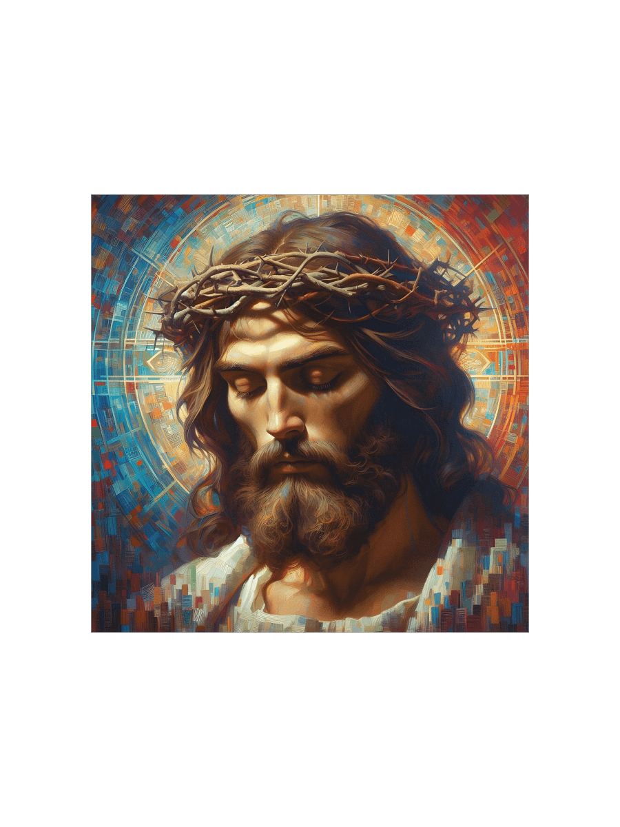 Jesus Christ Mosaic Crown of Thorns Wall Art | Modern Christ Art Canvas Print for Home & Church product image (1)