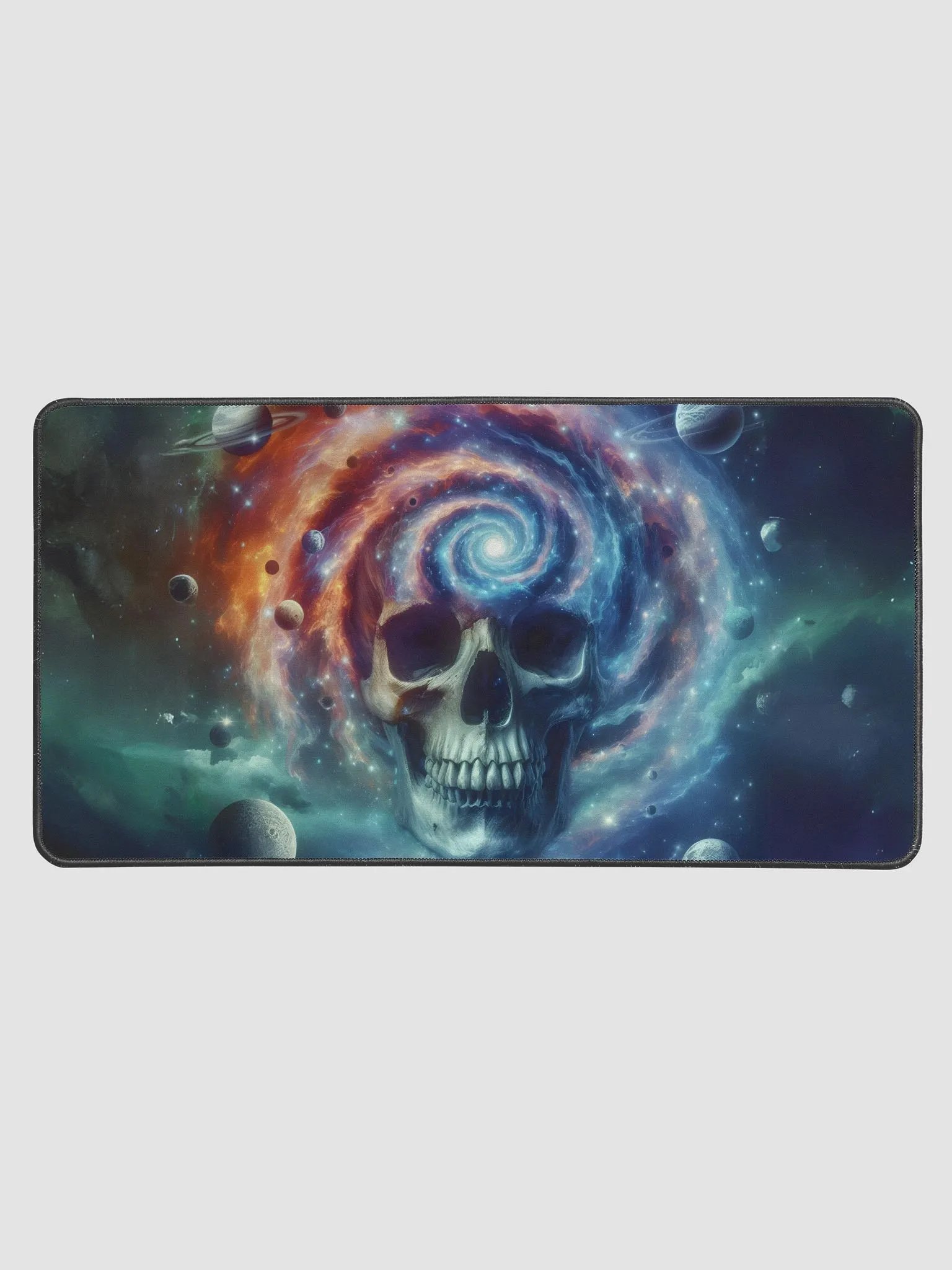 Cosmic Skull Deskmat, Space Deskmat, Beautiful Skull Art, Colorful Skull Art product image (1)